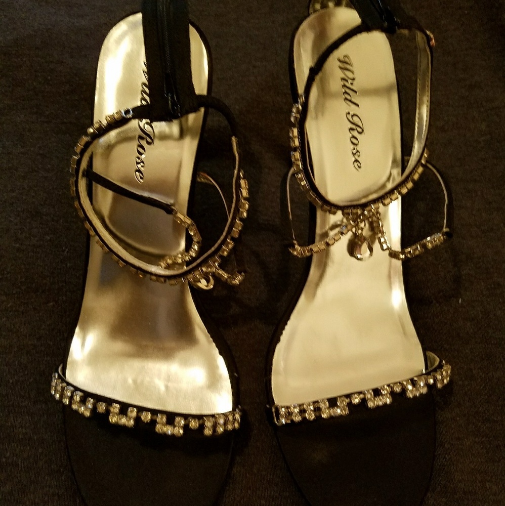 Women's satin rhinestone heels