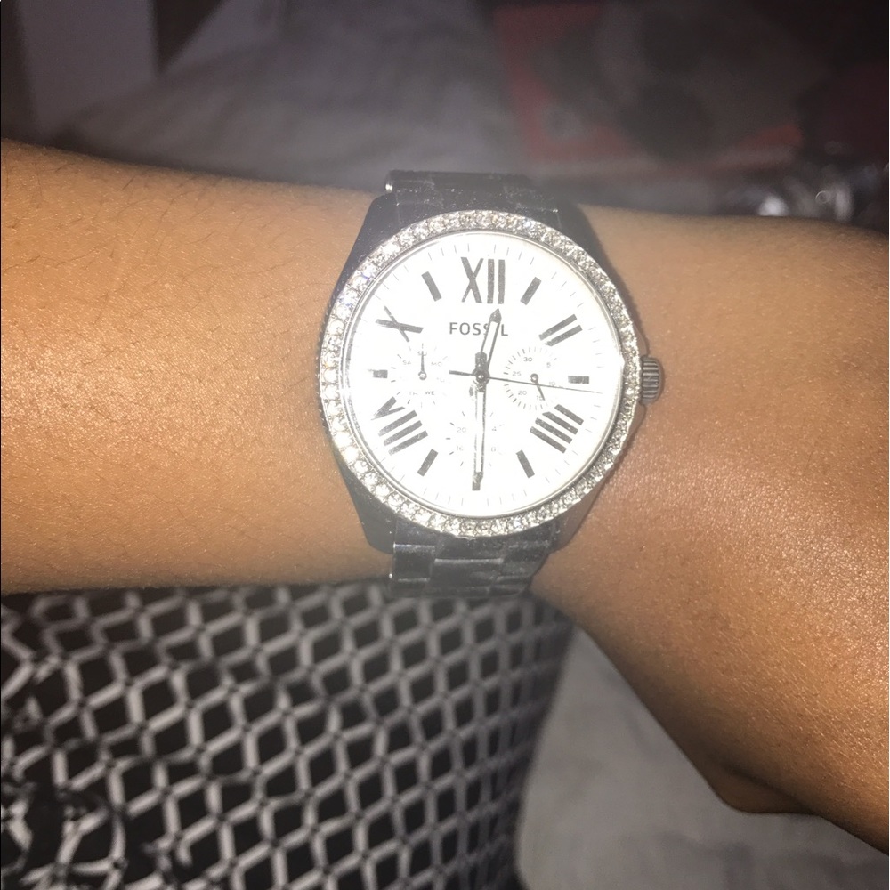 Silver Fossil Watch