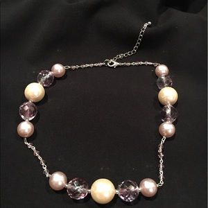Beautiful pearl and violet crystal necklace!