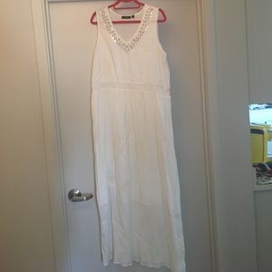 White, linen maxi dress