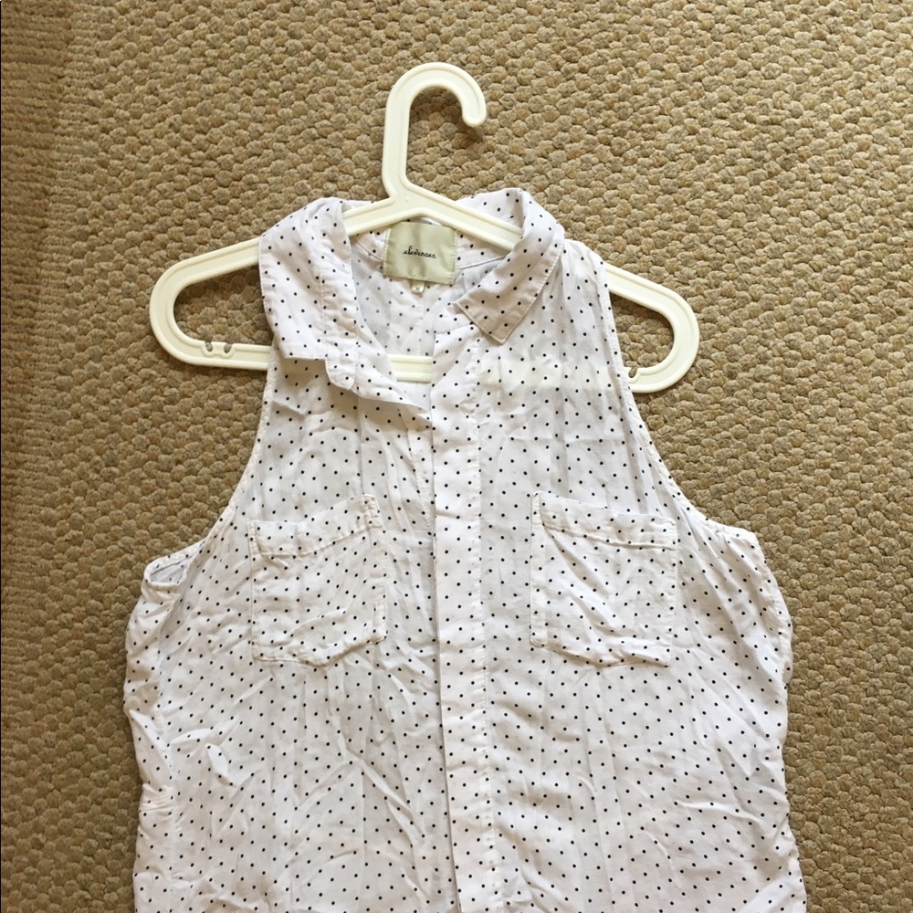 Anthro Polka Dot Split Blouse