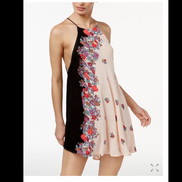 Free people cinch printed asymmetrical slip dress - Picture 1 of 6