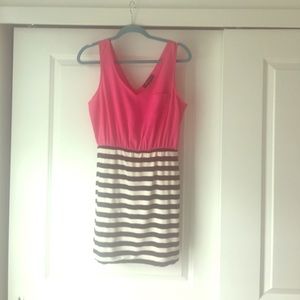 Pink, black & white stripped dress