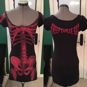 Sexy gothic skeleton bones mini dress