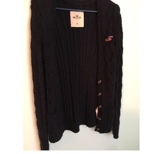 Hollister navy cable knit cardigan