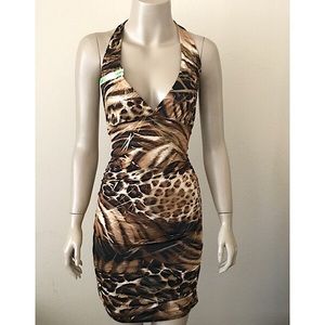 SOLD!!! Animal Print Halter Top Dress Size M