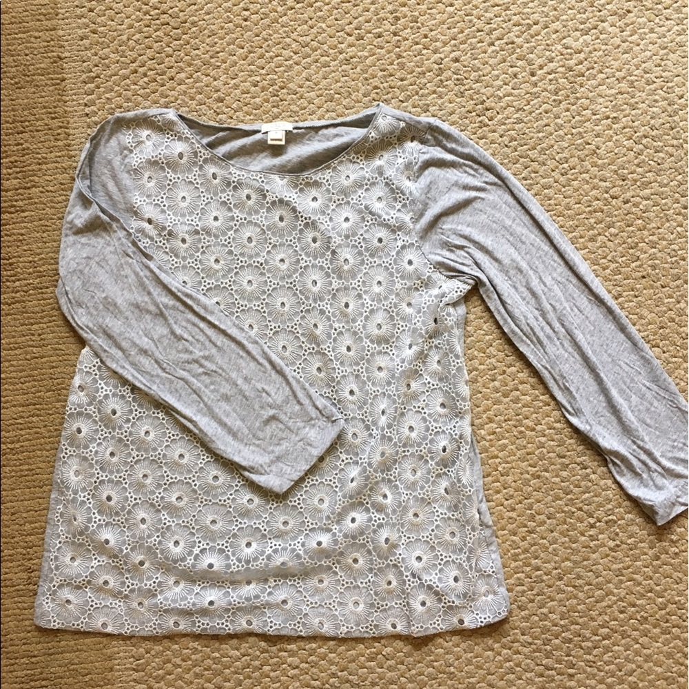 Lace Overlay Long Sleeve Top