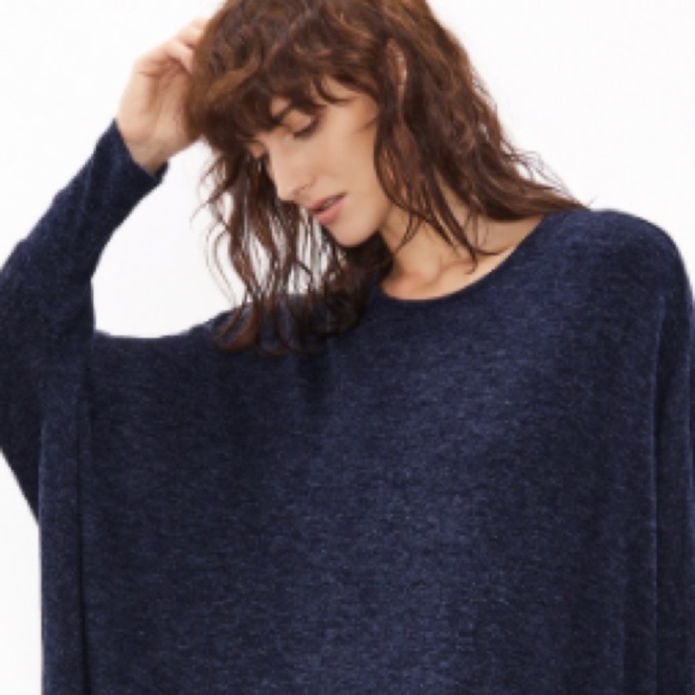 Navy Blue Batwing Sleeve Loose Maxi Dress