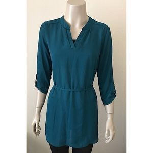 SOLD!!! Teal Chiffon Blouse Top Size M