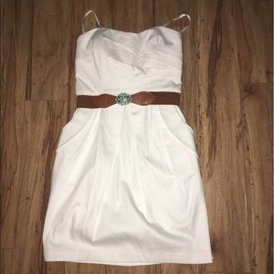 White tight strapless dress