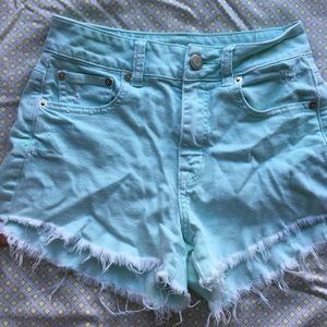 AE light blue distressed high waisted shorts SIZE0