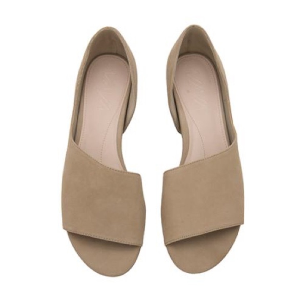 Suede Asymmetric Distressed Blanc Flats - Picture 2 of 5