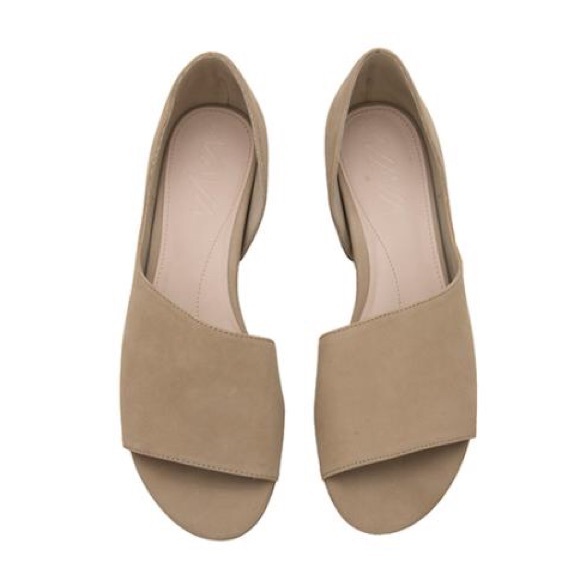 Suede Asymmetric Distressed Blanc Flats - Picture 2 of 5