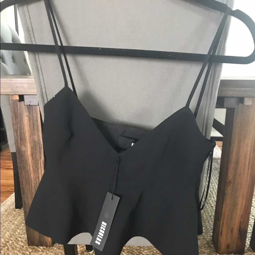 Nicholas Crepe V Neck Flated Crop Top