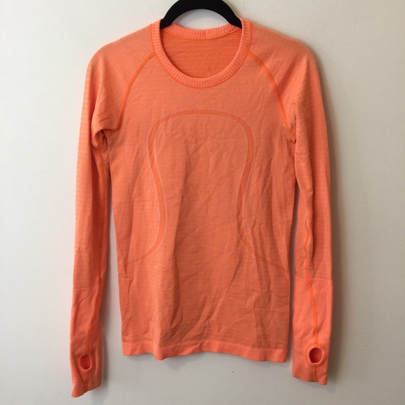 lululemon athletica Tops - Lululemon Orange Logo Long Sleeve Athletic Top