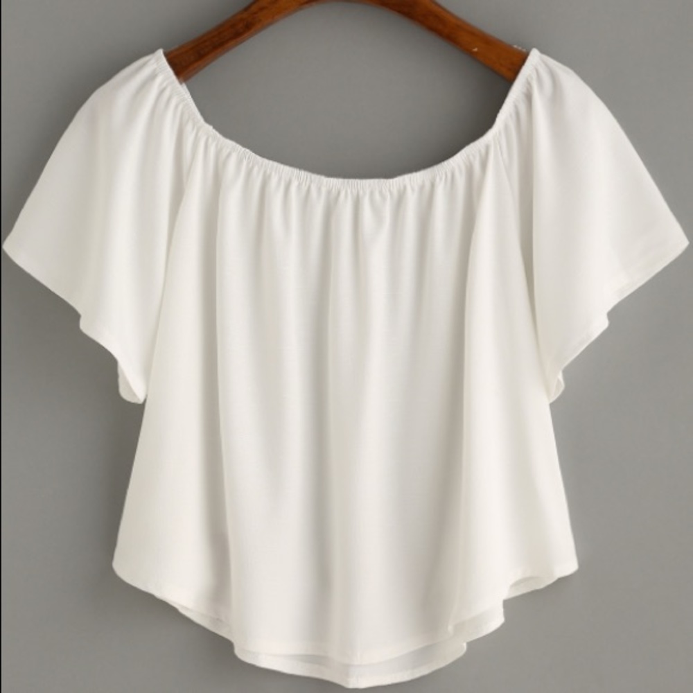 White Off the Shoulder Swing Crop Top