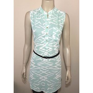 SOLD!!! Mint Green Belted Print Top Size M