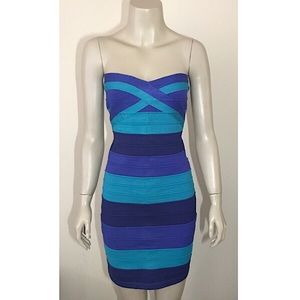 Blue and Purple Striped Tube Top Dress Size M