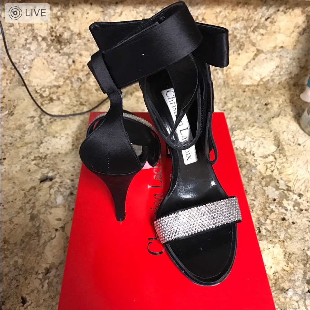 Christian lacroix black Swarovski heels 35.5
