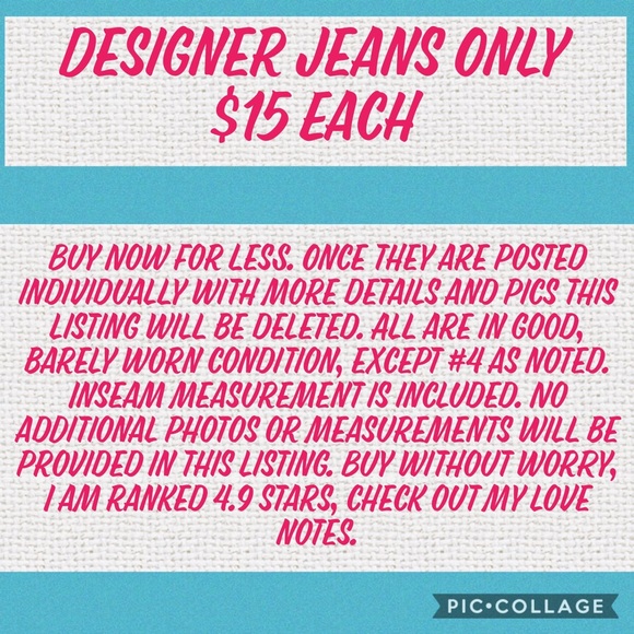 $15 Each - Size 8 Designer Jeans - Picture 3 of 4
