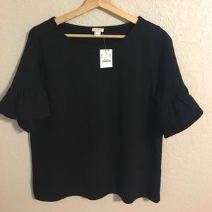 Bell sleeve black JCrew top