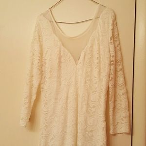 White lace illusion neckline