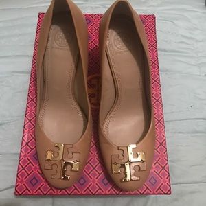 Tory Burch Lowell wedge leather pumps.