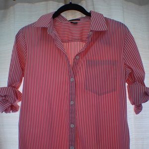 Pink Striped Theory Button Down Shirt