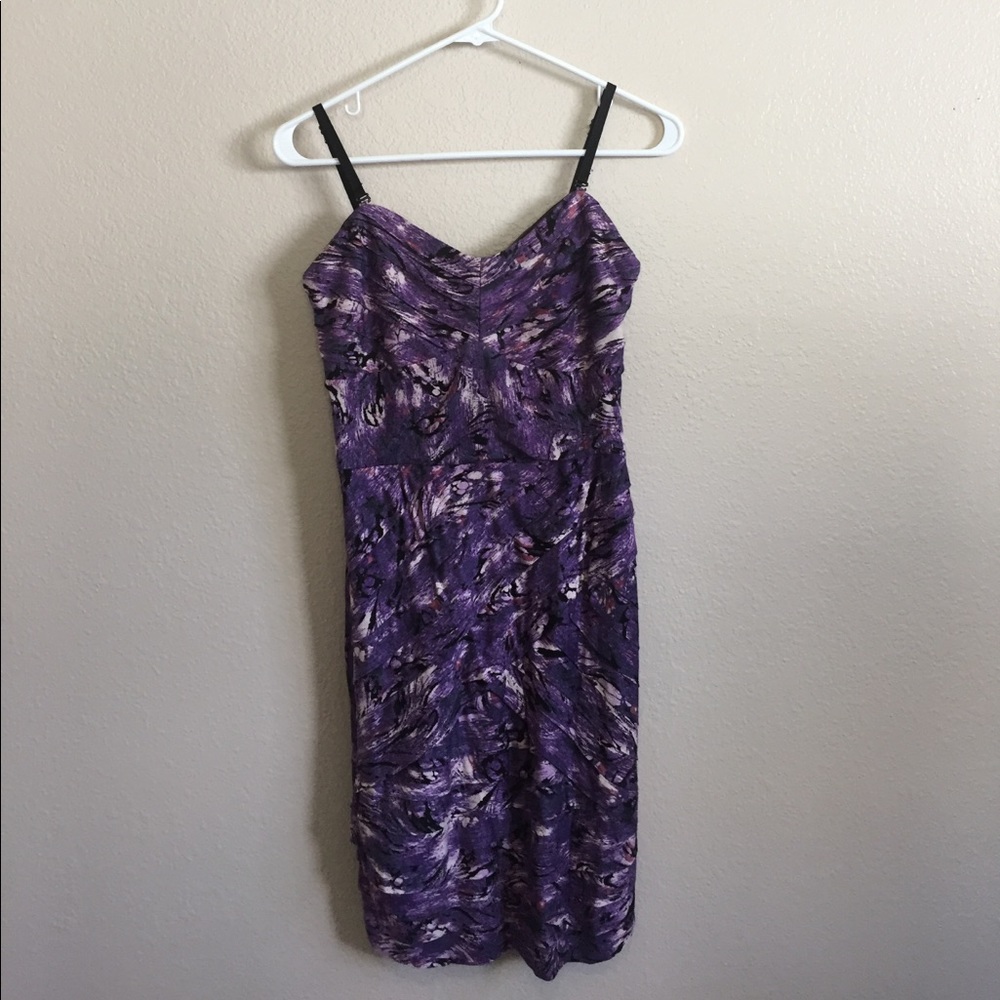 Guess Abstract Purple Strapless Dress