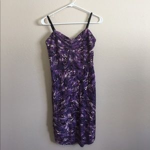 Guess Abstract Purple Strapless Dress