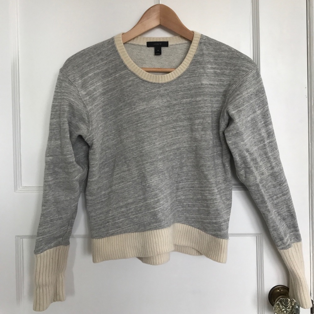 Gray and cream thick crop top sweater