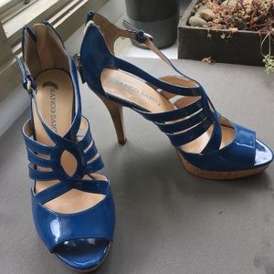 franco sarto strappy blue pumps
