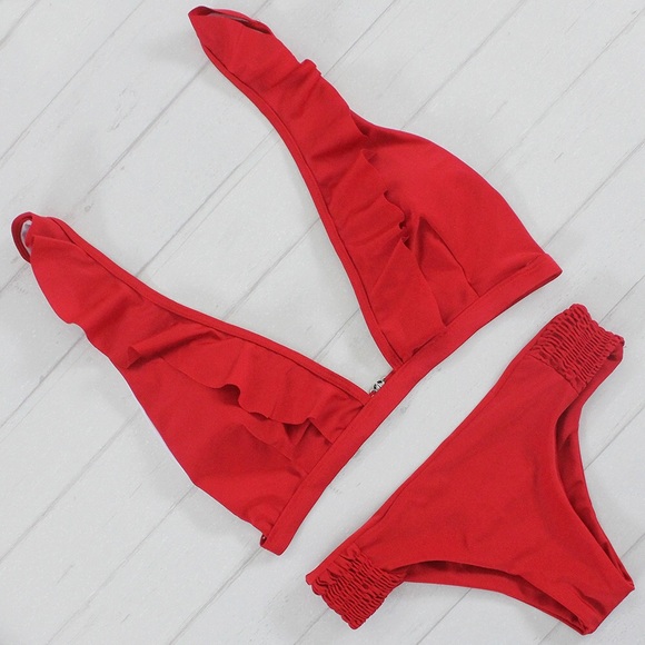 Red Ruffle Bikini - Picture 3 of 4