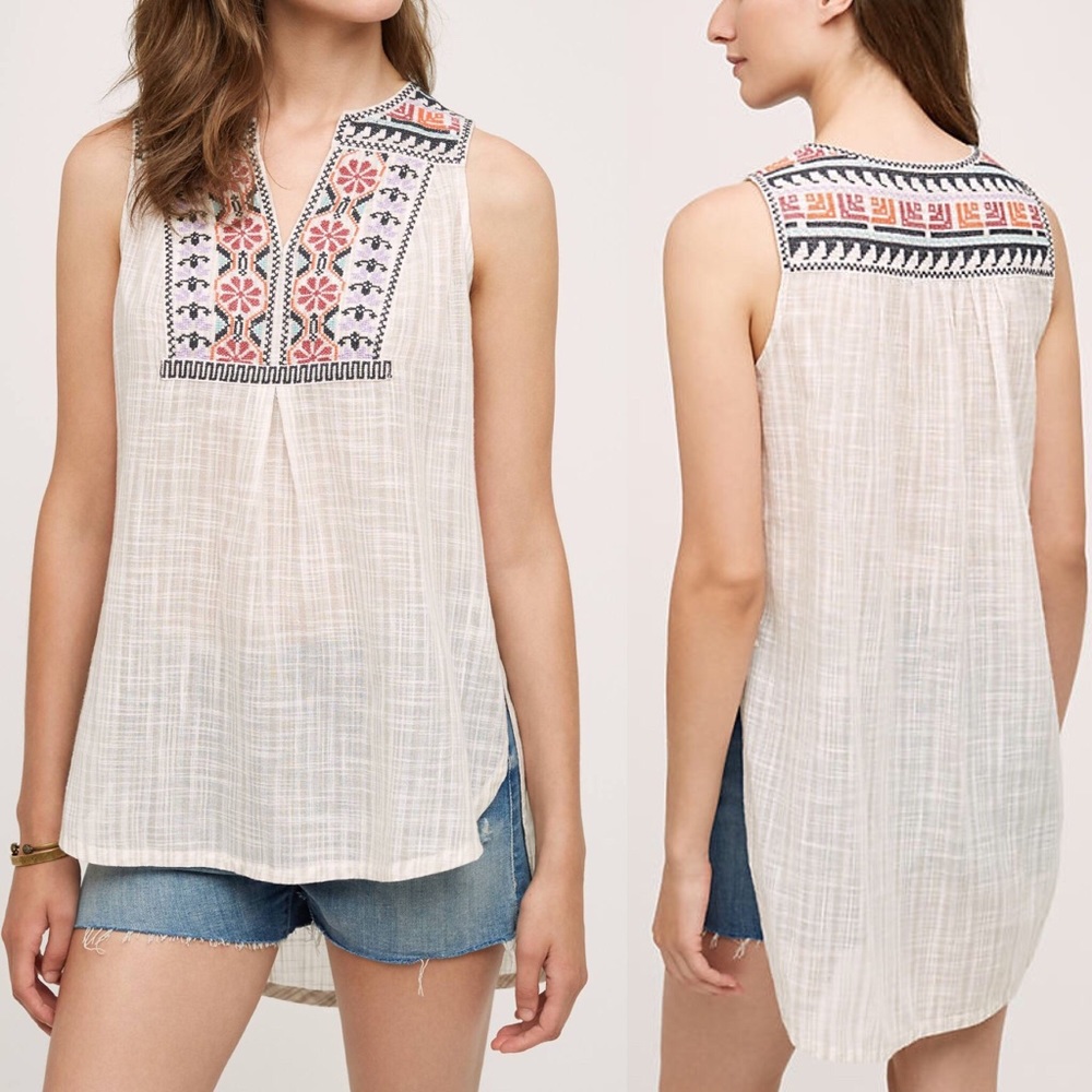 Anthropologie Embroidered Tank Tunic - Picture 2 of 4