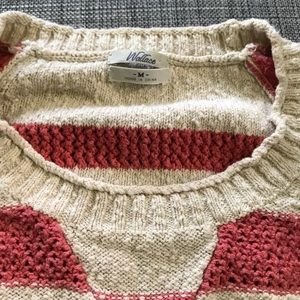 Madewell cotton striped sweater coral and cream