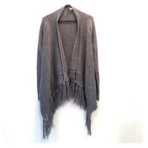 Heavy grey fringe cardi