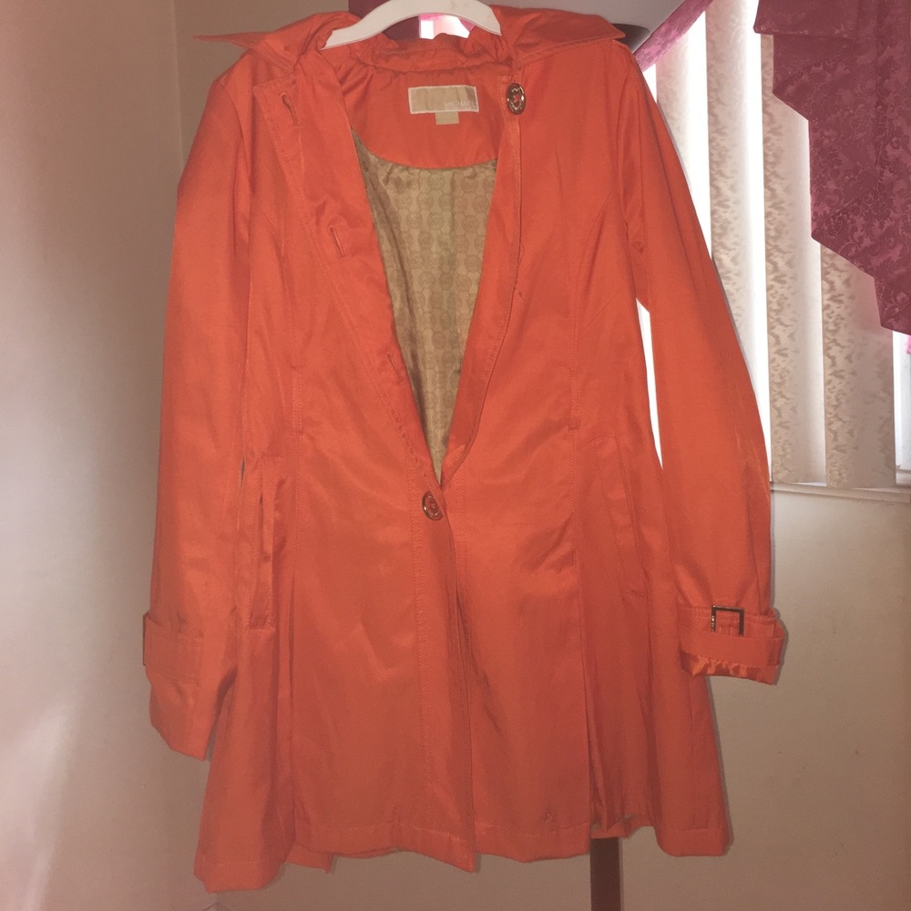 Michael Kors Orange Rain Coat with Hood!