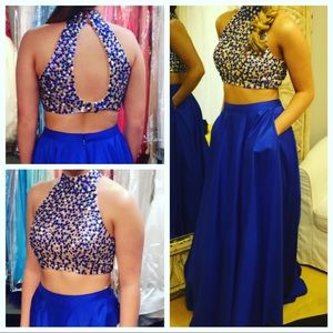 Sherri hill size 6 blue two piece gown