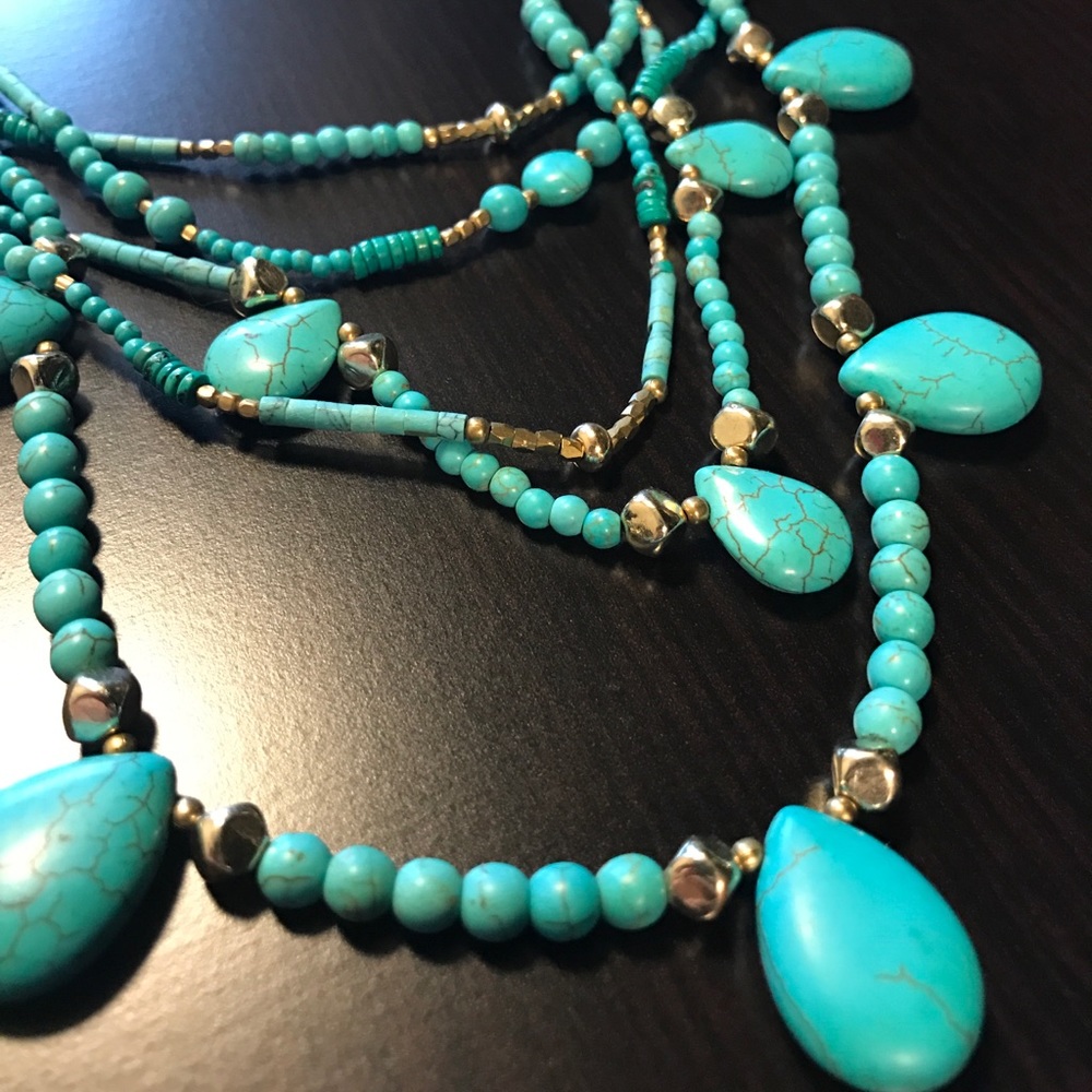 Anthropologie turquoise multi-strand necklace