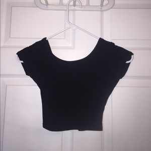 Black crossed back crop top