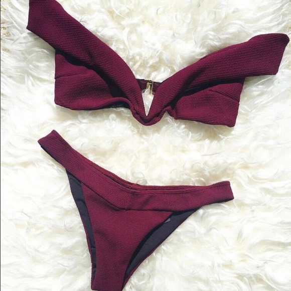 Other - Maroon Ribbed Bikini