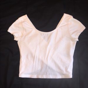 White garage crop top