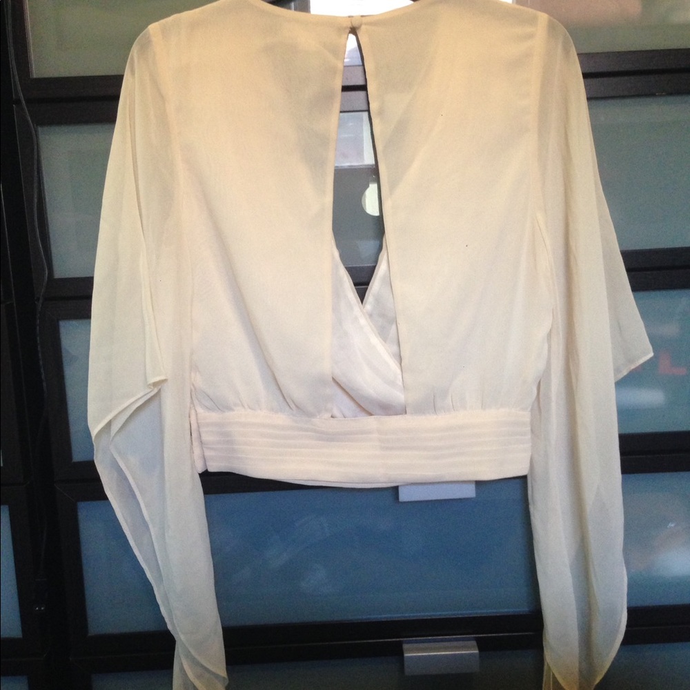 Beige chiffon slit blouse - Picture 2 of 2