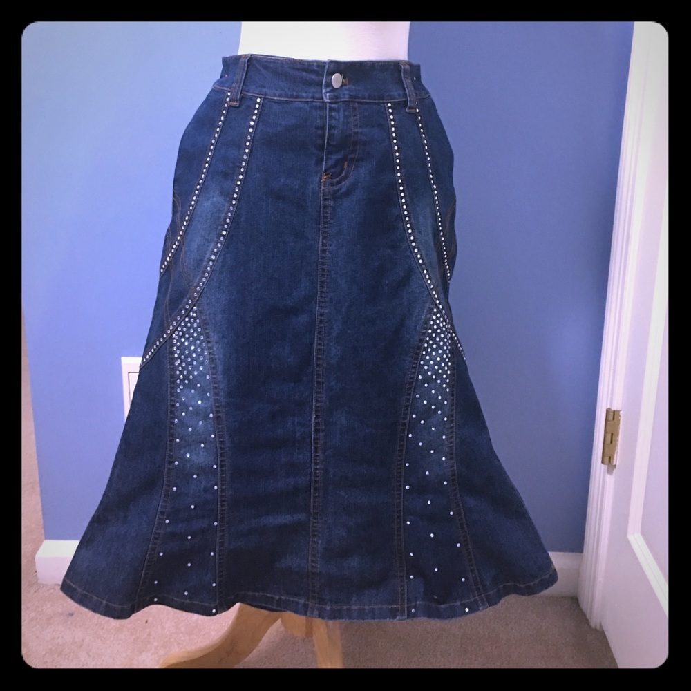 Cache midi denim skirt