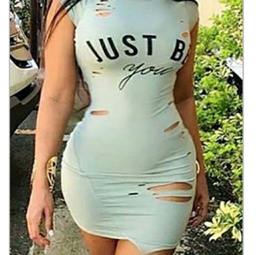 Sexy distressed body con mini dress