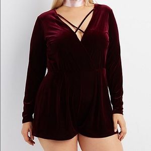 Forever 21 Romantic Velvet Romper