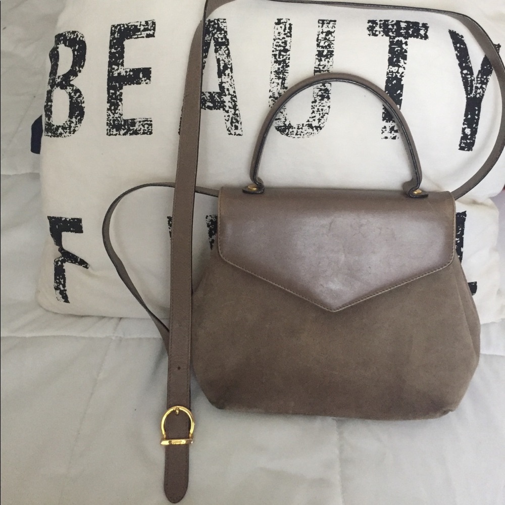 Taupe, top handle ( removable long strap  )