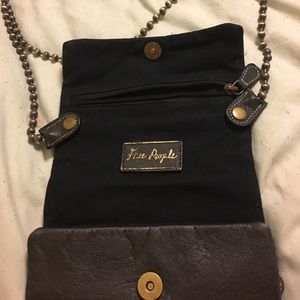 Brownish/black leather #freepeople bag. Small