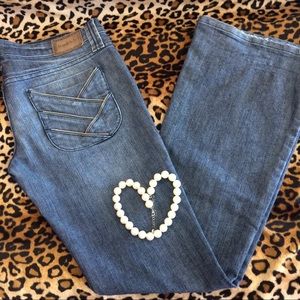 Frankie b. zipper detail low rise flare jeans