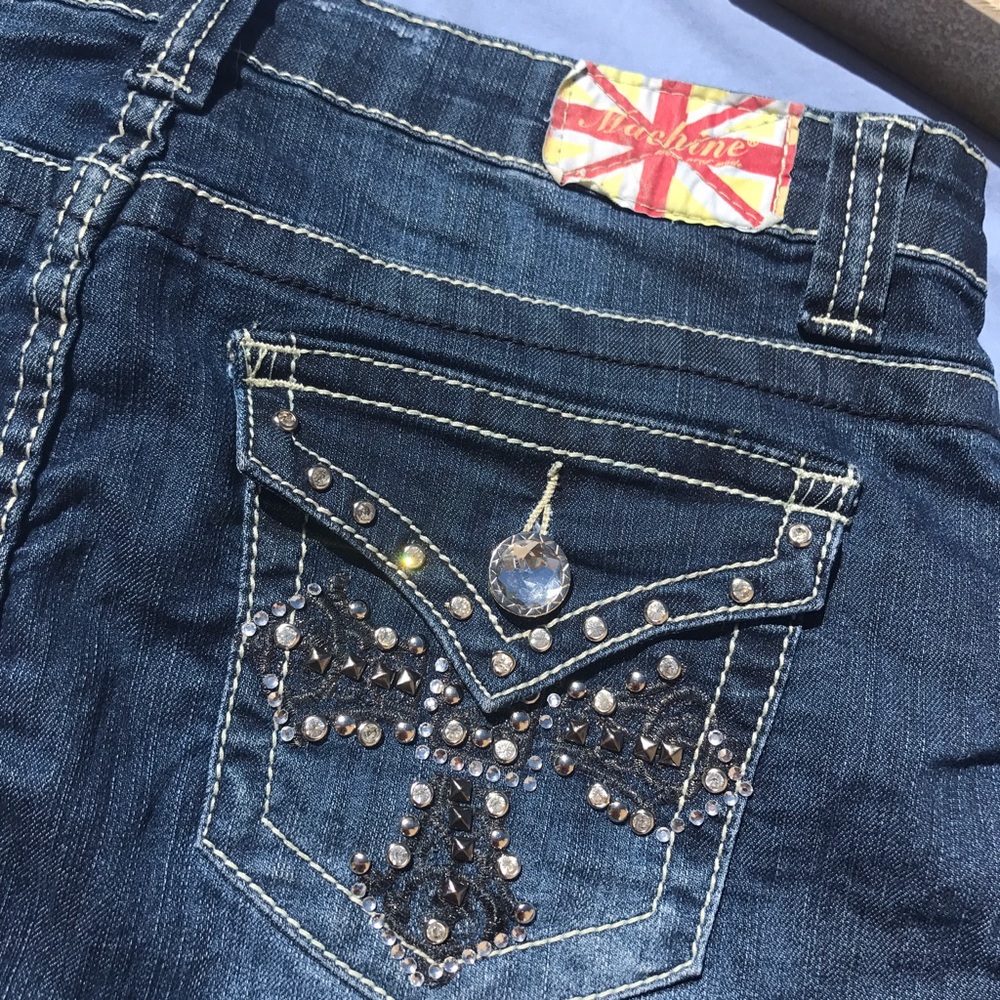 Jean mini skirt.